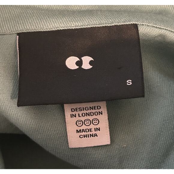 Lazy Oaf Happy Sad Green Colorblock Zip Cotton Track Top Sweater - Size Small - Picture 5 of 7